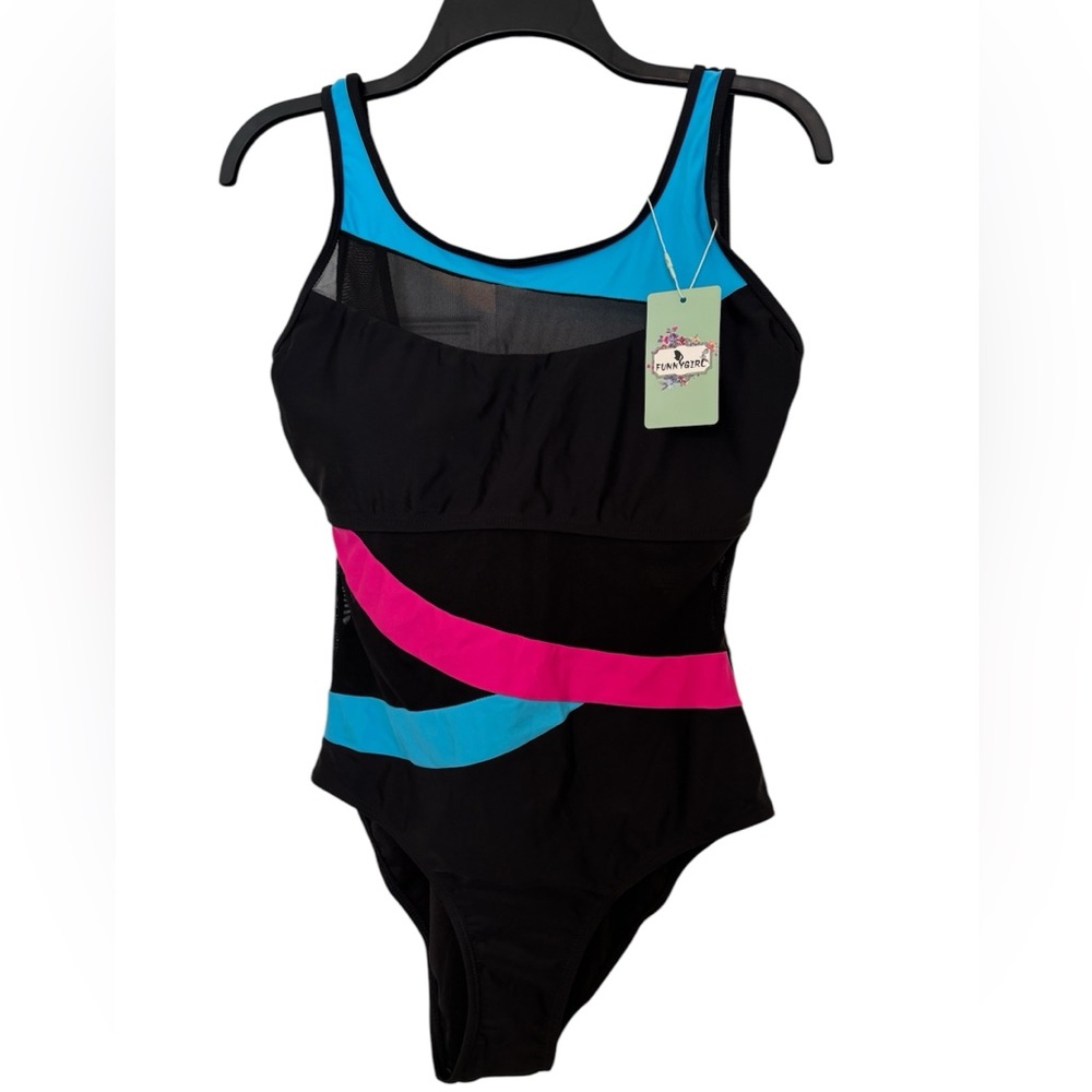 FUNNY GIRL Black Tank Swimsuit Size Medium *NEW*